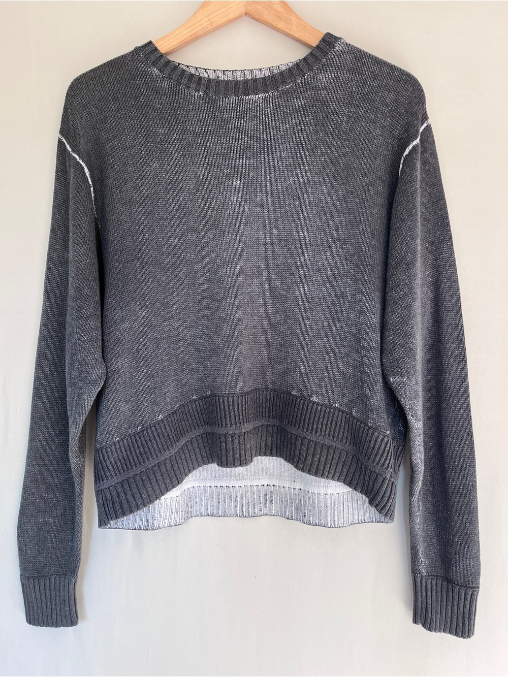 lululemon Hazy Days Sweater Cashmere Blend Washed Charcoal Alpine White